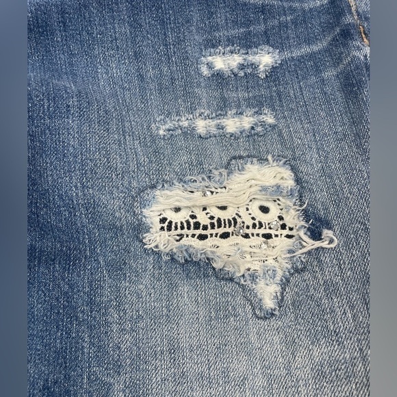 Miss Me Jeans Womens 27 Style # JB7262A Boyfriend Ankle Cut Out Distressing Gems - Picture 2 of 7